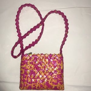 SALE! Pink & yellow recycled wrapper crossbody bag